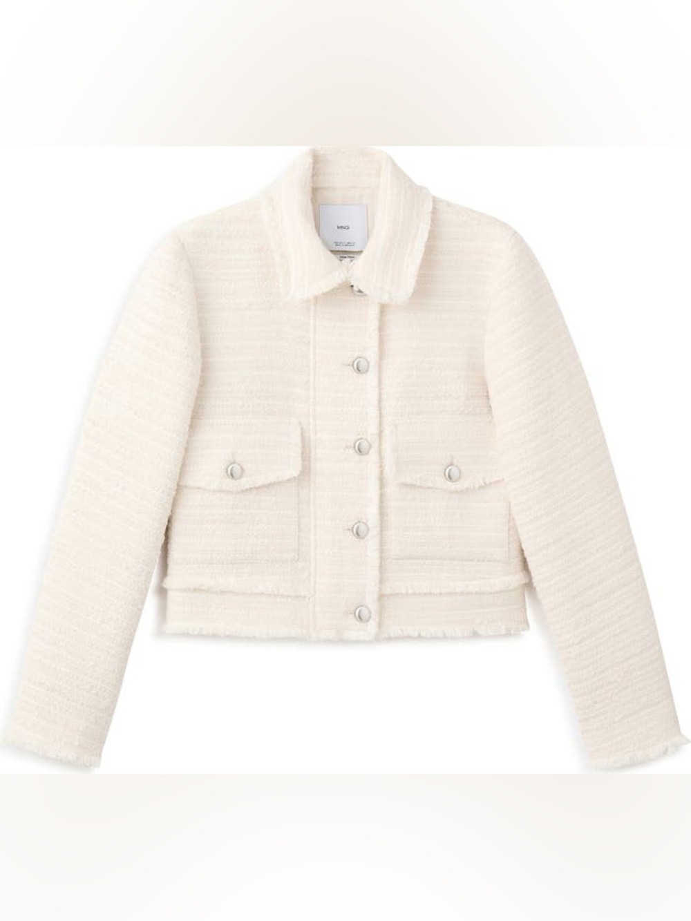 Mango tweed jacket white Ivory Bouclé Cropped Jacket BNWT Chic Chanel Inspired M